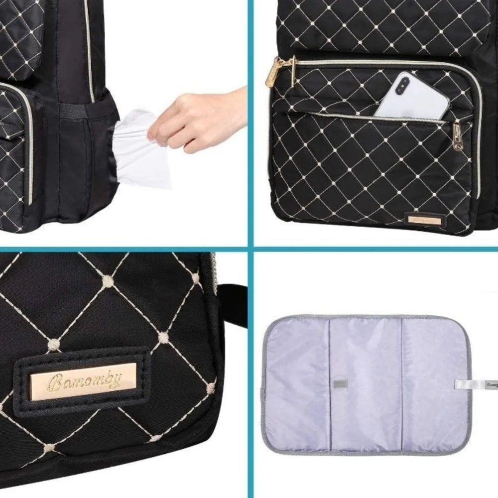 NWT Diaper Bag Backpack Black and Gold